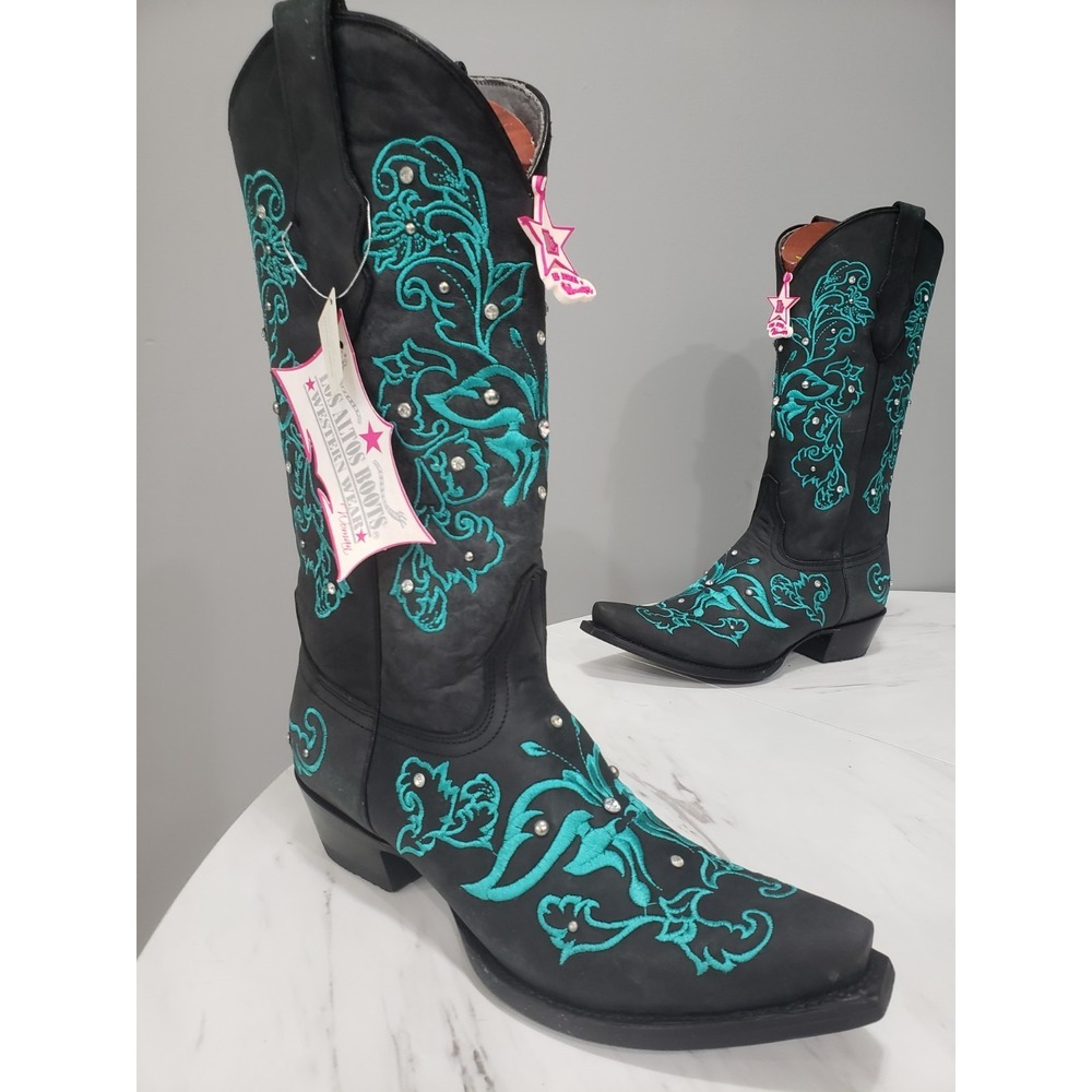 SZ 7 LOS ALTOS SWAROVSKI CRYSTAL BUTTERFLY BOOTS Western Cowboy Festival Rave